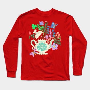 Floral Teapot Long Sleeve T-Shirt